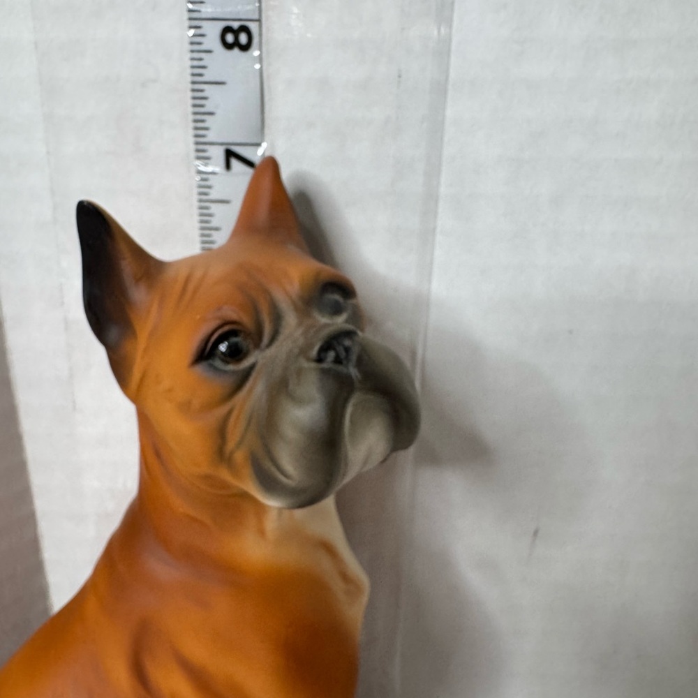 Boxer Vtg Dog Figurine 7” brown tan black it’s ceramic or porcelain 1970’s ? - Picture 3 of 14